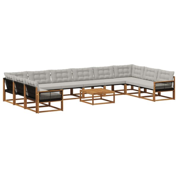 vidaXL Ensemble de canapés d'extérieur 11 Pièces Naturel et gris clair