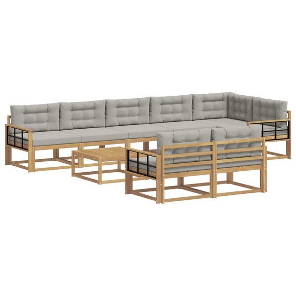 vidaXL Ensemble de canapés d'extérieur 9 Pièces Blanc et gris clair