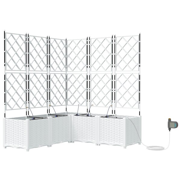 vidaXL Pots de jardin Treillis avec stockage Blanc 120 x 120 x 142 cm Plastique