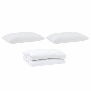 vidaXL Couette avec oreiller 3 Pièces Blanc Microfibre
