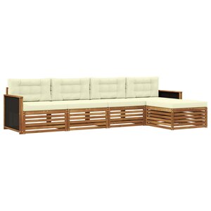 vidaXL Ensemble de canapés d'extérieur 5 pc Naturel et Crème Polyester