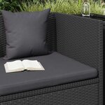 vidaXL Lit de jardin avec coussin et oreiller Résine tressée Noir