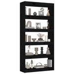 vidaXL Bibliothèque/Séparateur de pièce Noir 80x30x167 4 cm Pin massif
