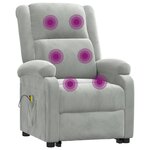 vidaXL Fauteuil de massage Gris clair Velours