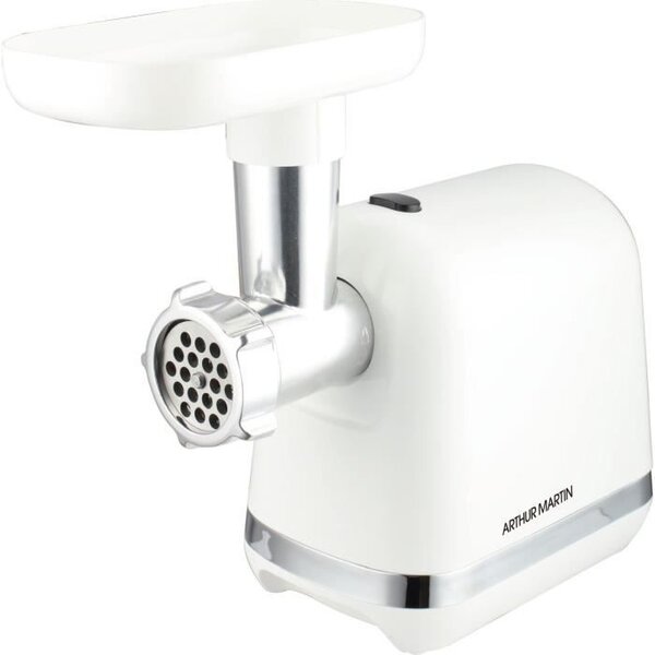 ARTHUR MARTIN AMP420 - Hachoir a viande et rape a légumes 2 en 1 - 600W - Râpe, tranche, hâche, broie - Pieds anti-dérapants - Blanc