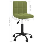 vidaXL Chaise pivotante de salle à manger Vert clair Velours