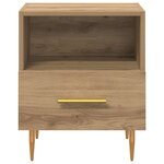 vidaXL Table de chevet avec tiroir 2 Pièces Marron 40 x 35 x 47.5 cm