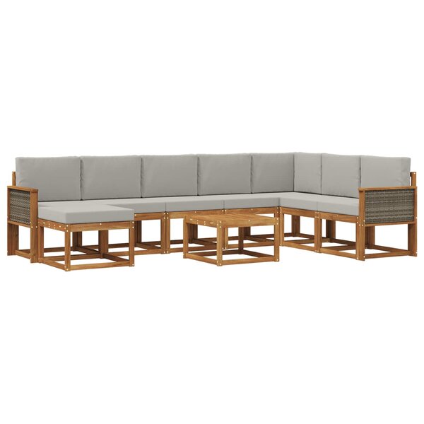 vidaXL Ensemble de canapés d'extérieur 9 pc Naturel et gris clair