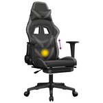vidaXL Chaise de jeu de massage avec repose-pied Noir&Gris Similicuir
