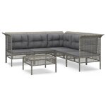 vidaXL Salon de jardin 6 Pièces avec coussins Gris Résine tressée