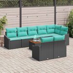 vidaXL Ensemble de canapé de jardin avec coussin 9 Pièces Noir Poly rotin