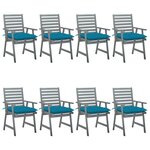 vidaXL Chaises à manger d'extérieur et coussins lot de 8 Acacia massif