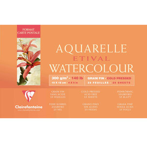 Bloc Etival grain fin 10x15 25F 300g encollé 4 côtés CLAIREFONTAINE