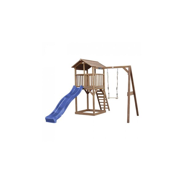 AXI Beach Tower avec Balancoire Simple Marron Toboggan Bleu