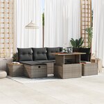 Canapé de Jardin 7 pièces vidaXL avec Coussins en Gris Poly Rattan