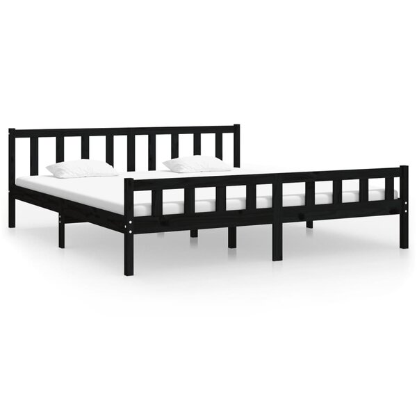 vidaXL Cadre de lit Noir Bois massif 200x200 cm