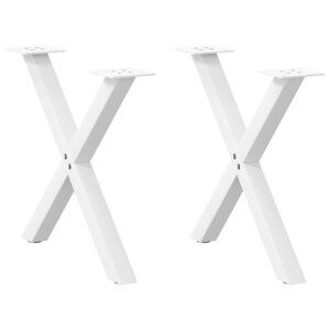 vidaXL Pieds de table basse en forme de X  2 pièces  blanc  60 x (42-43) cm  acier