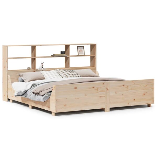 vidaXL Lit bibliothèque sans matelas 200x200 cm bois massif