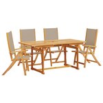 vidaXL Ensemble à manger de jardin 5Pièces bois d'acacia solide textilène