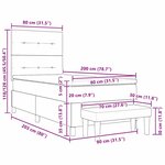 vidaXL Lit à sommier avec Matelas & Banc Noir 80x200 cm Tissu