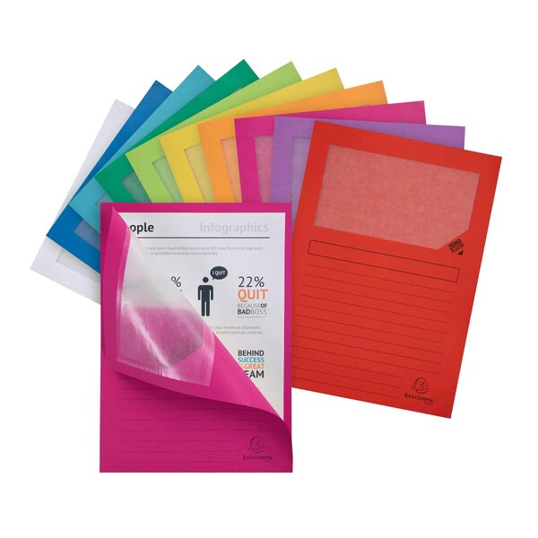 Paquet De 25 Chemises À Fenêtre Forever 130g/m2 - 22x31cm - Couleurs Assorties - X 16 - Exacompta