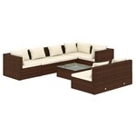 vidaXL Salon de jardin 8 Pièces avec coussins Marron Résine tressée
