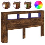 vidaXL Tête de lit à LED chêne fumé 180x18 5x103 5cm bois d'ingénierie