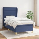 vidaXL Sommier à lattes de lit avec matelas Bleu 90x200 cm Tissu