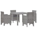 vidaXL Ensemble de salle à manger de jardin 5 pièces gris clair poly rotin