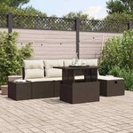 vidaXL Ensemble de canapé de jardin 7 Pièces Marron Poly rotin