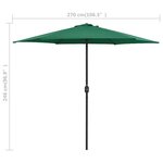 vidaXL Parasol de jardin et mât en aluminium 270x246 cm Vert
