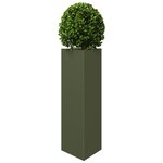 vidaXL Jardinières 2 Pièces vert olive triangulaire 30x26x75 cm acier