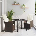 vidaXL Ensemble de salle à manger pour jardin 3 Pièces Marron Poly rotin