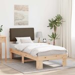 vidaXL Cadre de lit avec tête de lit rembourrée Taupe 90 x 190 cm