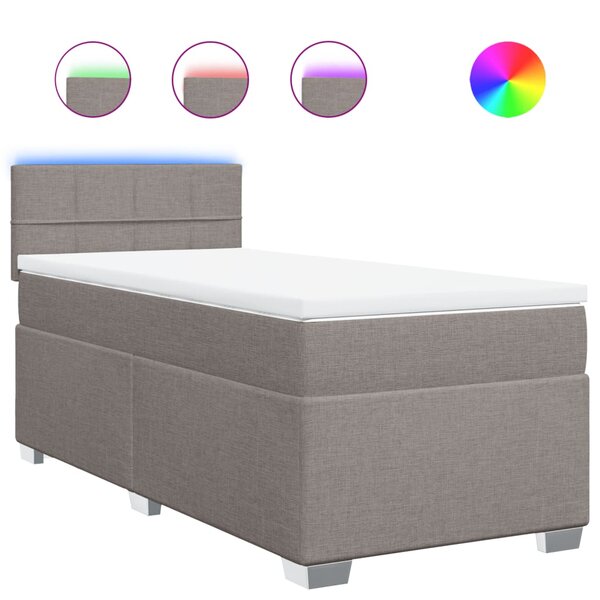 vidaXL Sommier à lattes de lit avec matelas Taupe 100x200 cm Tissu