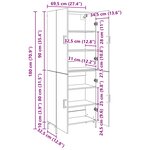 vidaXL Haut Armoire Chêne noir 69 5 x 34 x 180 cm Bois d'ingénierie