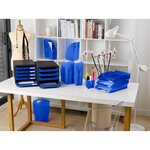 Corbeille À Courrier Combo Midi Translucide Grainé Linicolor - Bleu Glacé - X 6 - Exacompta