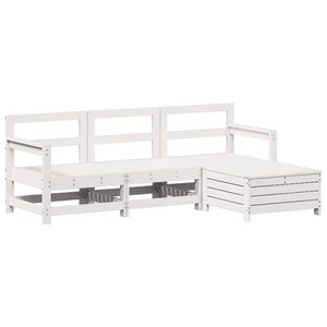 vidaXL Salon de jardin 4 Pièces blanc bois de pin massif