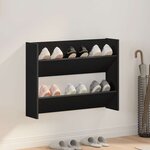 vidaXL Armoire à chaussures murale Noir 80x18x60 cm Aggloméré