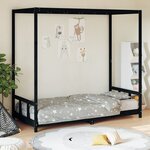 vidaXL Cadre de lit pour enfants noir 90x190 cm bois de pin massif