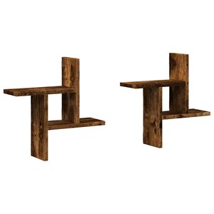vidaXL Étagères murales 2 Pièces chêne fumé 38x12x38 cm bois d'ingénierie
