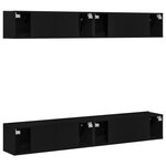 vidaXL Ensemble meuble TV 4 pièces - Fixé au mur en chêne noir