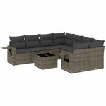 vidaXL Salon de jardin 9 Pièces avec coussins gris résine tressée