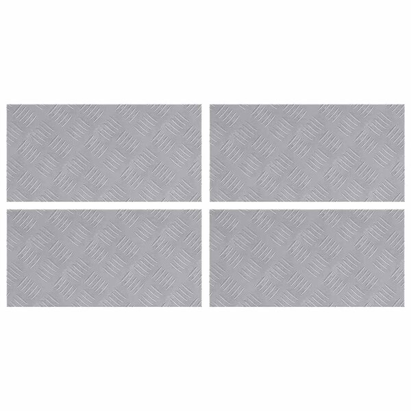 vidaXL Plaques à damier 4 Pièces Argent 50 x 25 cm Aluminium