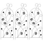 vidaXL Clôture de jardin 3 Pièces Noir 112 x 39 5 cm Acier