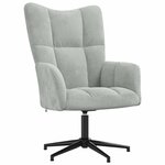 vidaXL Chaise de relaxation avec tabouret Gris clair Velours