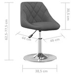 vidaXL Chaises pivotantes à manger lot de 4 Gris foncé Velours