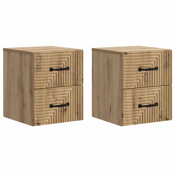 vidaXL Cabinet de chevet mural 2 pc Chêne artisanal 34 5 x 33 x 40 cm