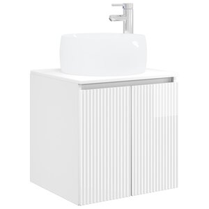vidaXL Vanité de lavabo mural Blanc brillant 49 5 x 44 5 x 66 cm