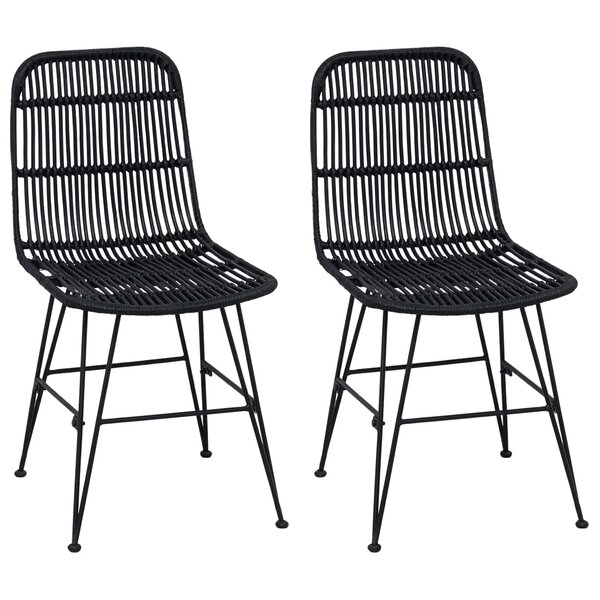 vidaXL Chaise de salle à manger 2 pc Rattan et Acier Noir